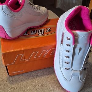 Lugz White Sneakers with Pink Highlights